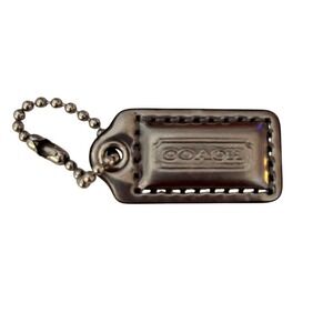 Coach Metallic Pewter Leather Raised‎ Logo Handbag Hangtag Replacement Charm